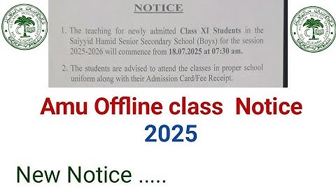 Amu offline classes notice 2025