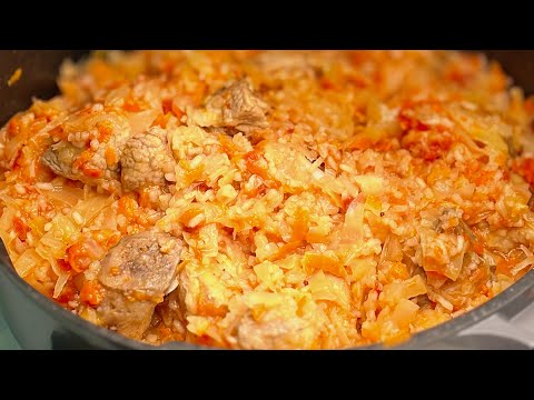 ТУШЁНАЯ КАПУСТА С МЯСОМ И РИСОМ! На вкус как голубцы!