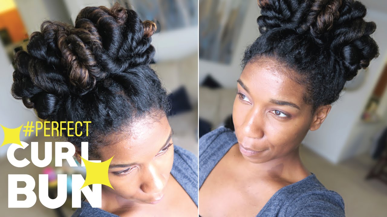 Perfect Curl Bun Easy Heatless Natural Hairstyle Black