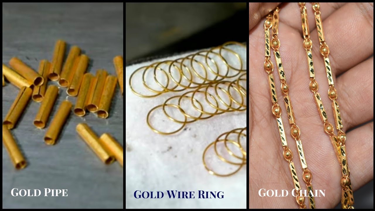 Gold Chain Necklace with Tiny Tubes Chain, Simple Gold Necklace