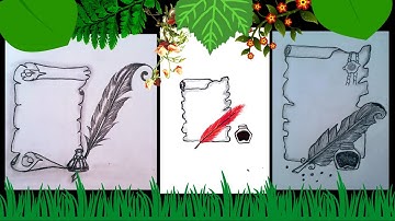 How to draw Parchment Scroll And Feather pencil pen easy | Step by step drawing | Anyone Can Draw