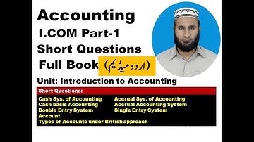 I.Com Part 1 Accounting Short Questions in Urdu Chapter 2(Part 9)|Class 11 Accounting Chapter 2