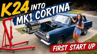 FIRST START UP on the  K24 SWAPPED MK1 CORTINA!