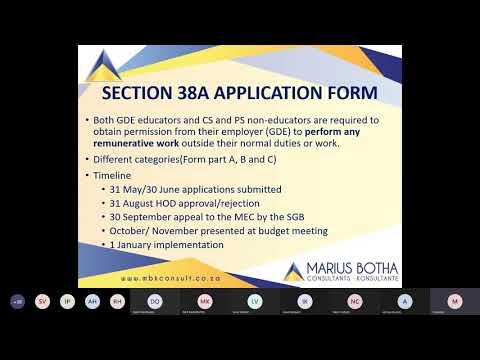 MBK CONSULT: SECTION 38A OF THE SOUTH AFRICAN SCHOOLS ACT AND ITS APPLICATION Meeting Recording