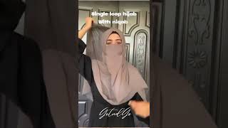 Trying Single loop hijab with niqaab tutorial. Full coverage hijab #getndgo #singleloophijab