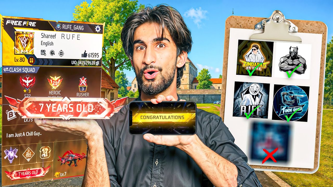 I Achieved 7 Year Old Tag😱By Test My Experience Against Top FF Youtubers!