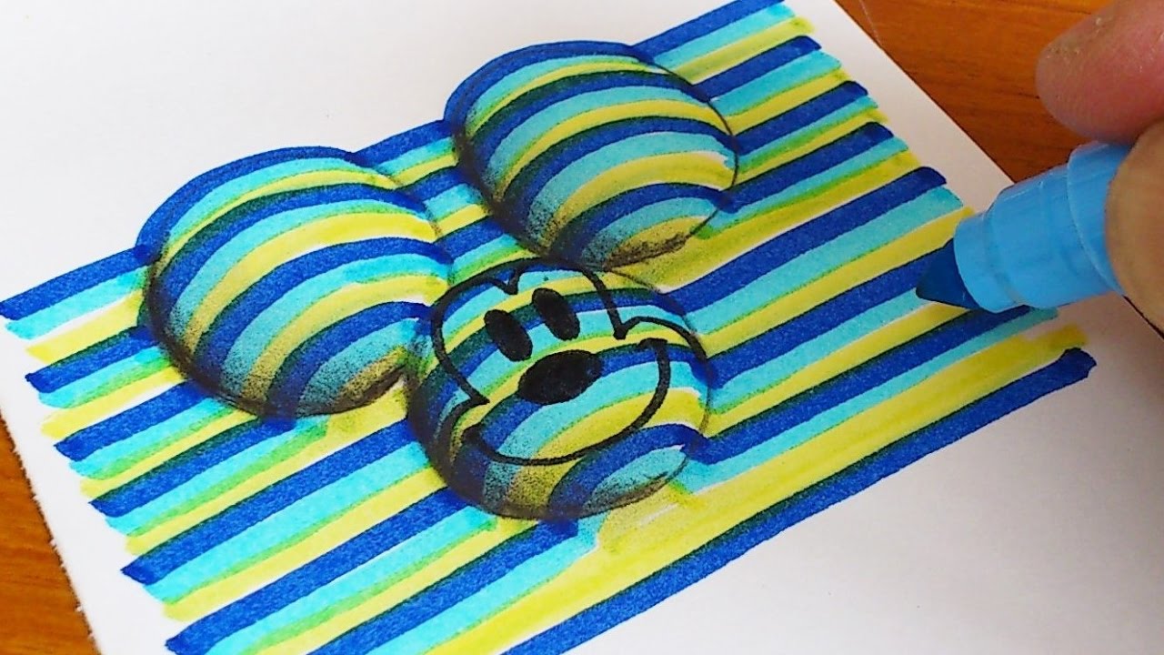 ⁣How to Draw 3D Mickey Mouse (Disney) Coloring Pages | Learning Colouring Videos