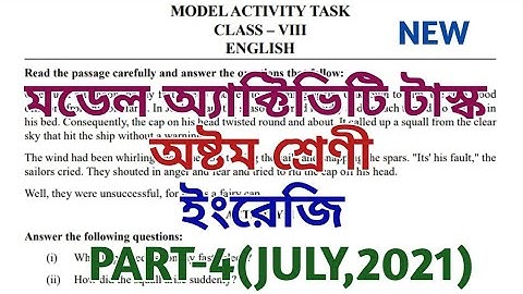 class 8 model activity task english part 4 (july) 2021 ,// model activity task class viii ,// new