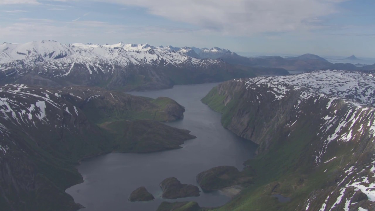 Ørnes, Messøya, Meløy, Amnøya, Svartisen, Holandsfjorden, Nordfjorden - Flying Over Norway