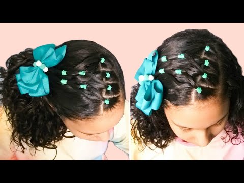 penteado infantil fácil Com ligas para cabelo curto, penteado cabelo  cacheado #81 - thptnganamst.edu.vn