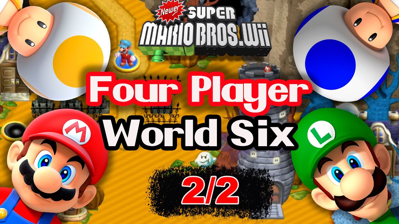 Newer Super Mario Bros. Wii – 100% Multiplayer (4 Players) World 6 2/2 | 2021