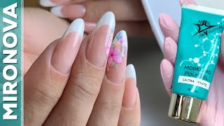 Мои новые PolyGel Nail ReVolution / Белый френч/ Нежные цветы на ногтях