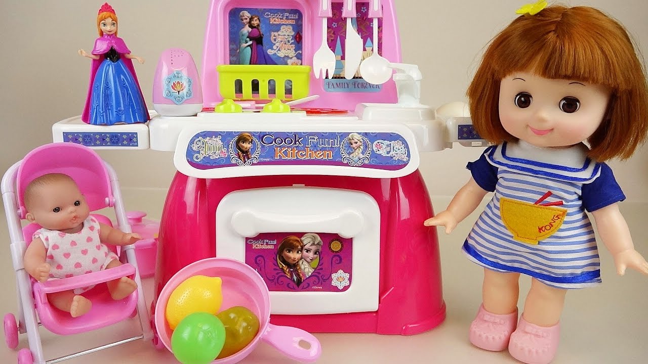 Baby Doll And Frozen Kitchen Toys Play Doh Cooking Play YouTube