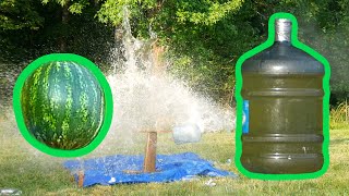 Remington 760 30-06 vs Watermelon &amp; 5 Gallon Water Bottle (960fps Slow Motion)