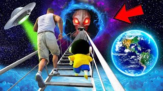 SHINCHAN AND FRANKLIN TRIED THE IMPOSSIBLE STAIRWAY TO SPACE ALIEN BHOOT PARKOUR CHALLENGE GTA 5
