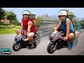 WORLD'S SMALLEST MOTORCYCLE VS STEPHEN SHARER, MARLIN, Lizzy Sharer RACE