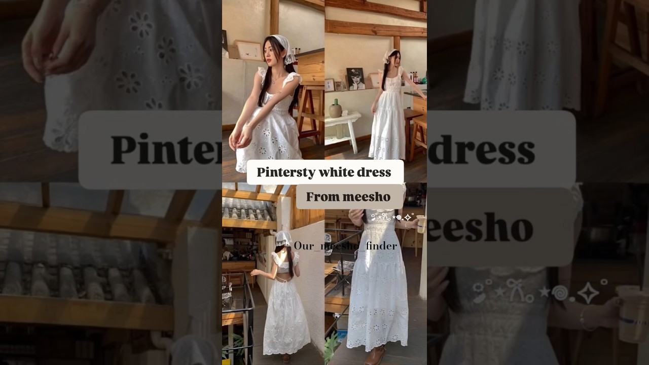 ♬⋆.˚pintersty white dress from meesho ⋆｡𖦹 °.🐚⋆❀˖° 