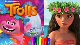 Disney Princess of Pacific MOANA | Dreamworks TROLLS | Shopkins Coloring Book Page Fun Art for kids screenshot 2