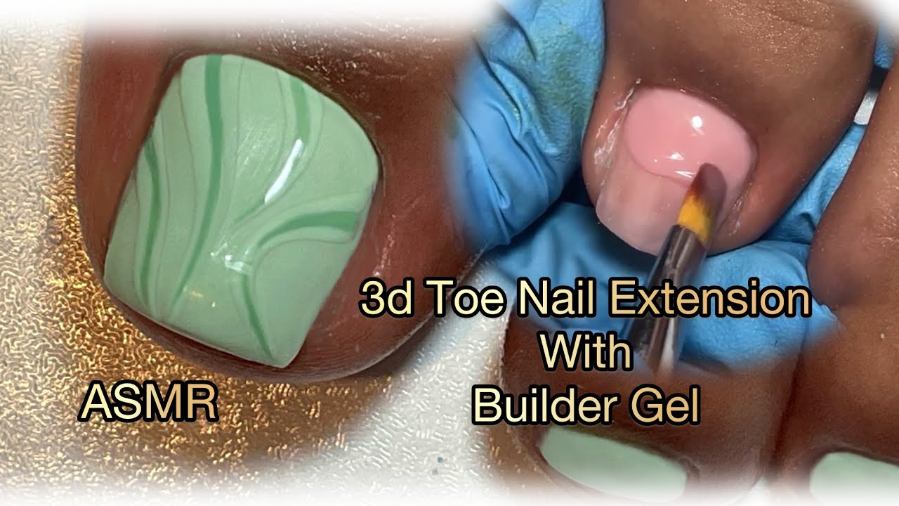 Sculpted Toenail with Builder Gel | 3d Nail Design | New 3d Nail Design