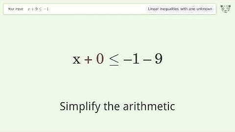 Solving Linear Inequalities: x+9 is Smaller Than or Equal to -1