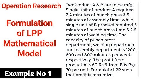 Formulation of LPP Model with Example GTU