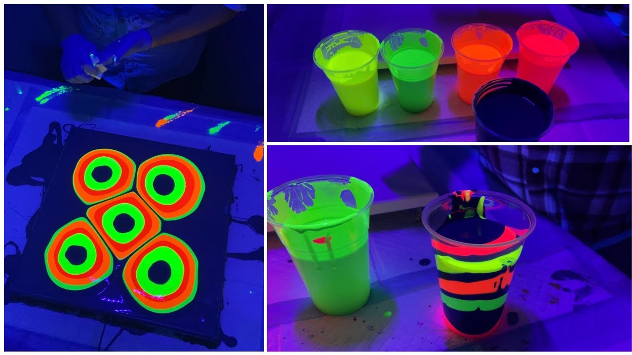 Painting in the DARK! Using UV PAINTS and a BLACK LIGHT Acrylic Fluid