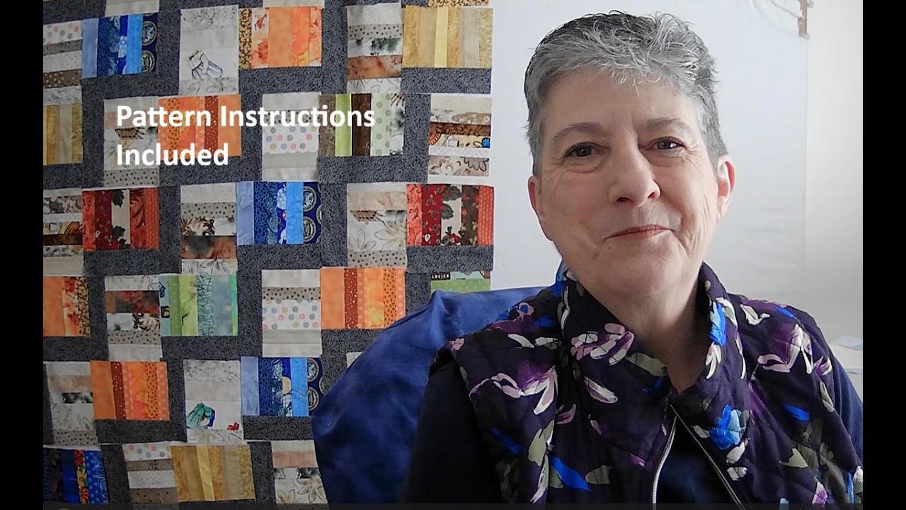 Rail & Strips: leftover strips become a rail fence variant;  Free pattern included