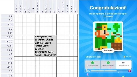 Nonogram.com Soluzioni Livello Difficile - Hard Puzzle Level Solution - Daily Puzzle - Madip1990
