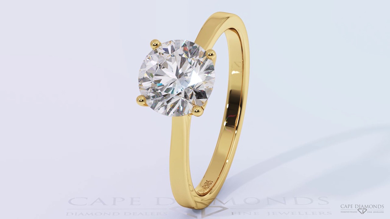 Four 4 claw leaf shape  yellow gold diamond ring jewellery stores Cape Town