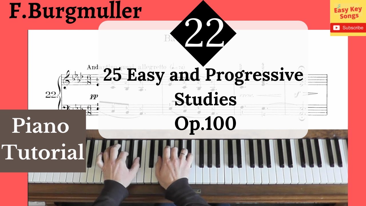 Burgmuller op.100 no.22 "Barcarolle" from 25 Easy and Progressive Studies, Piano Tutorial.