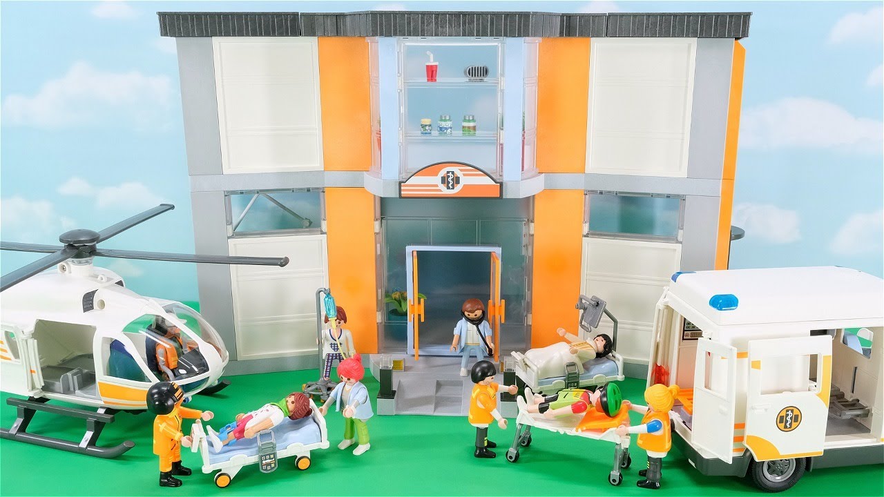 transportabel flare Rykke Unbox, build and play with Playmobil Large Hospital Playset, Rescue  Helicopter and Ambulance Toys - YouTube