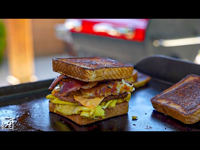 Dual Breakfast Sandwich Maker - French Toast Sausage, Egg, & Cheese 