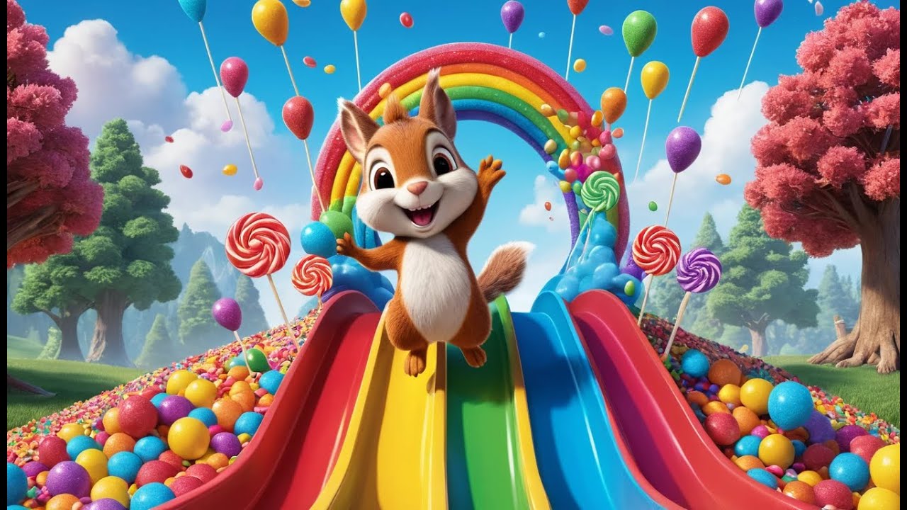 Sparkle Squirrel and the Rainbow Slide | Magical Adventure Song for Kids | Fun Squirrel Rhyme