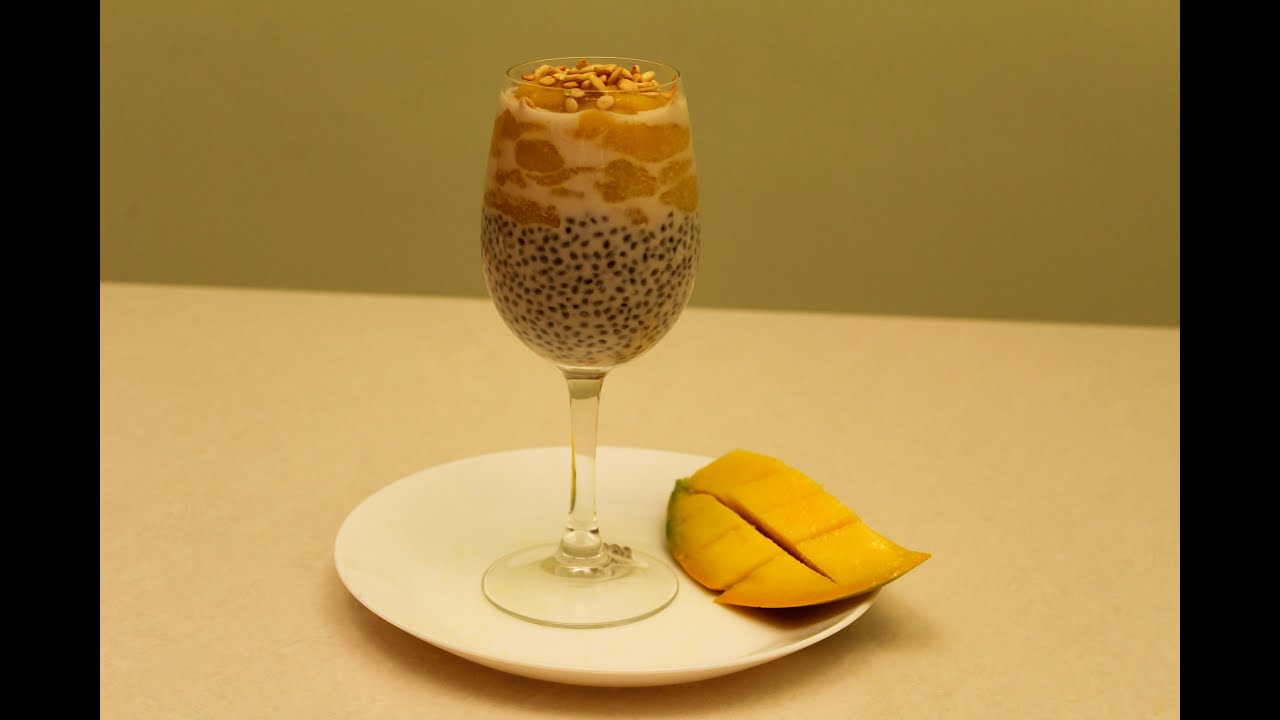 Mango musk melon chia seeds pudding