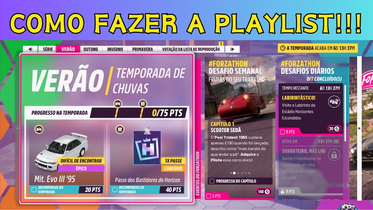 COMO FAZER A PLAYLIST DE VERÃO E GANHAR O CARRO EXCLUSIVO DA SEMANA NO FORZA HORIZON 5!!!