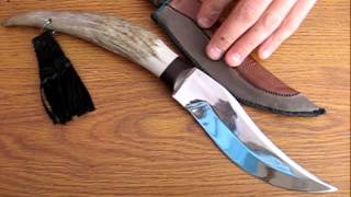 Самодельный нож.Олений рог на рукояти homemade knife