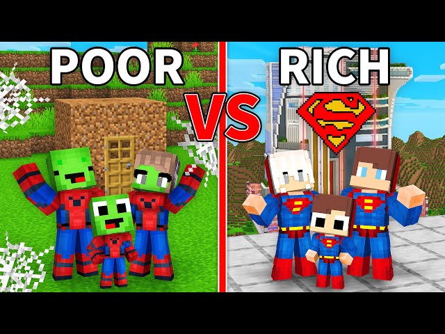 Mikey POOR vs JJ RICH SUPERHERO Family in Minecraft (Maizen) class=