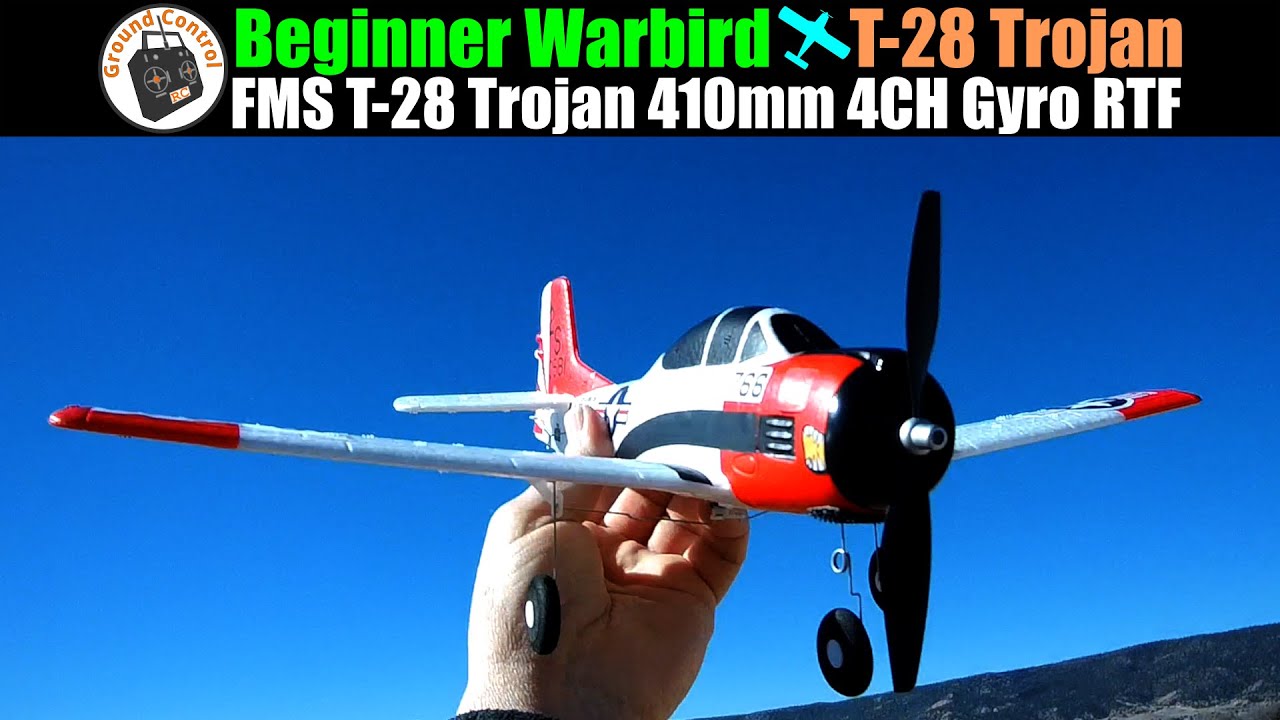 Боевая птица для начинающих! Всё в комплекте! FMS T-28 Trojan 410 мм, 4-канальный гироскоп, RTF