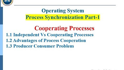 Process Synchronization-Part 1 Cooperating Processes