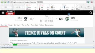 Scraping match score data from espn.com using WebHarvy