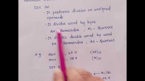 DIV division arithmetic instruction in 8086