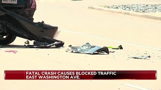 Person killed, traffic blocked on East Washington Ave. after crash outside Festival Foods