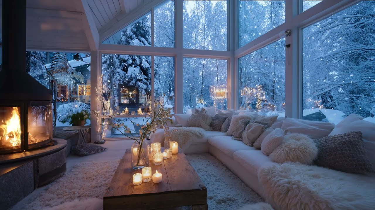 🕯️ Peaceful Piano Moments | Fireplace Warmth & Snow Ambience | 3 Hours of Calm