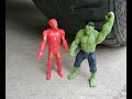 Experiment with IRON MAN VS HULK & Car! Crushing Crunchy & Soft Things by Car