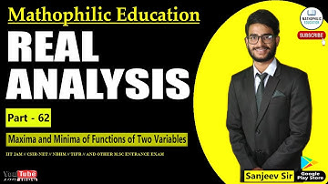 Maxima and Minima of Functions of Two Variables | Part - 62 | Real Analysis #maximaminima
