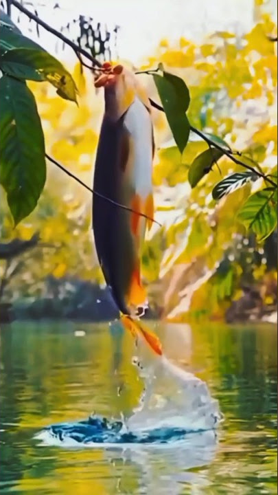 Ikan Arwana lompat memetik buah