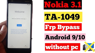 Nokia 3.1 /3.1 plus Frp (google account bypass) ||TA-1049 Frp bypass || android 9/10 without pc 2023