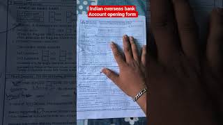 Indian overseas Bank account opening form #shorts