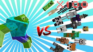 Mutant Zombie Vs Minecraft Mobs 1vs100