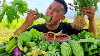 MUKBANG 13 MACAM LALAPAN MENTAH + SAMBAL TERASI